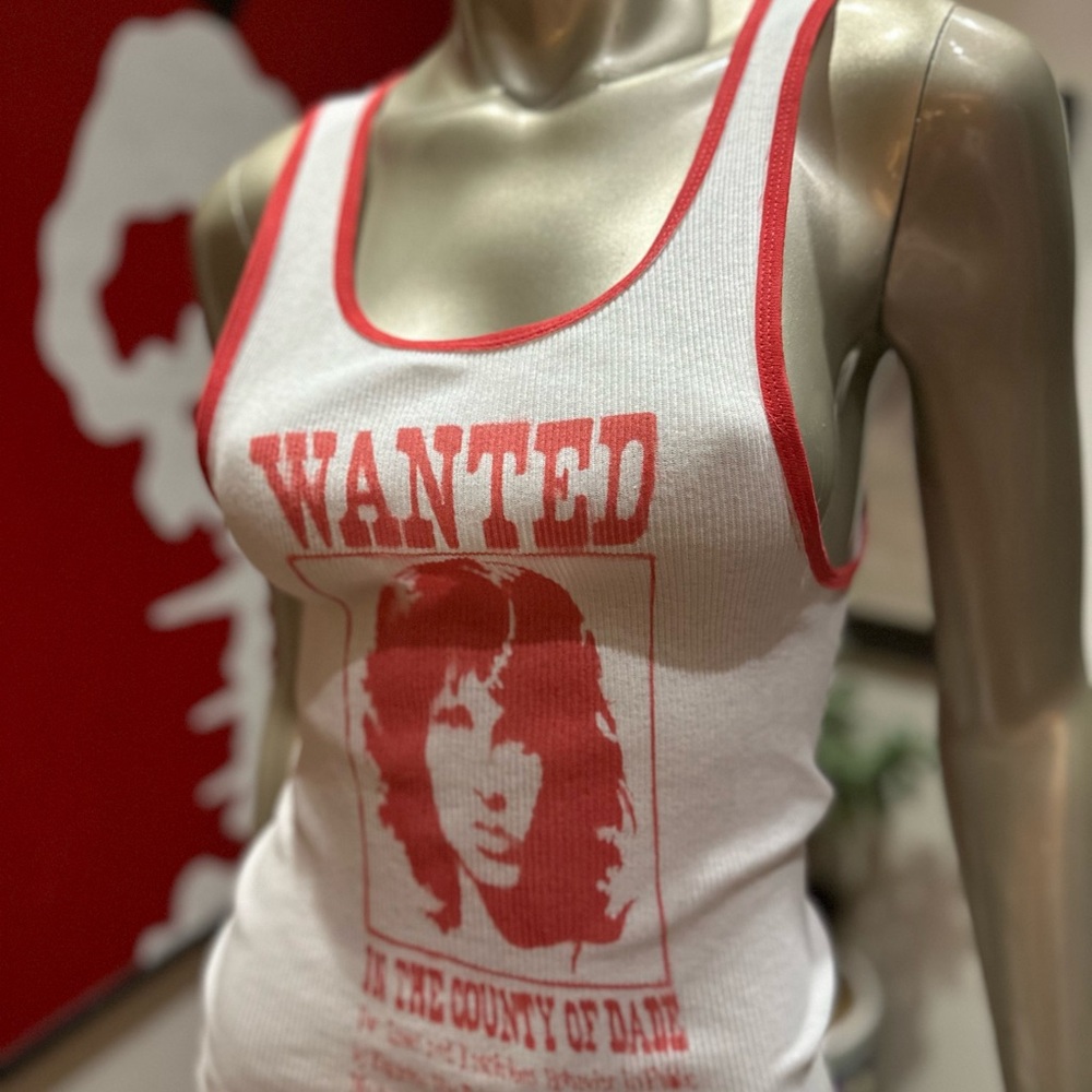 ⚡️JIM MORRISON Wanted Poster graffiti handmade original tank top LARGE (L)